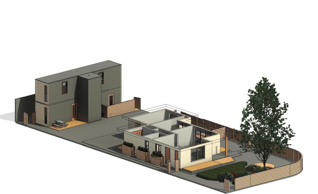 3d model 2 point perspective drawing for Multifamily dwelling build